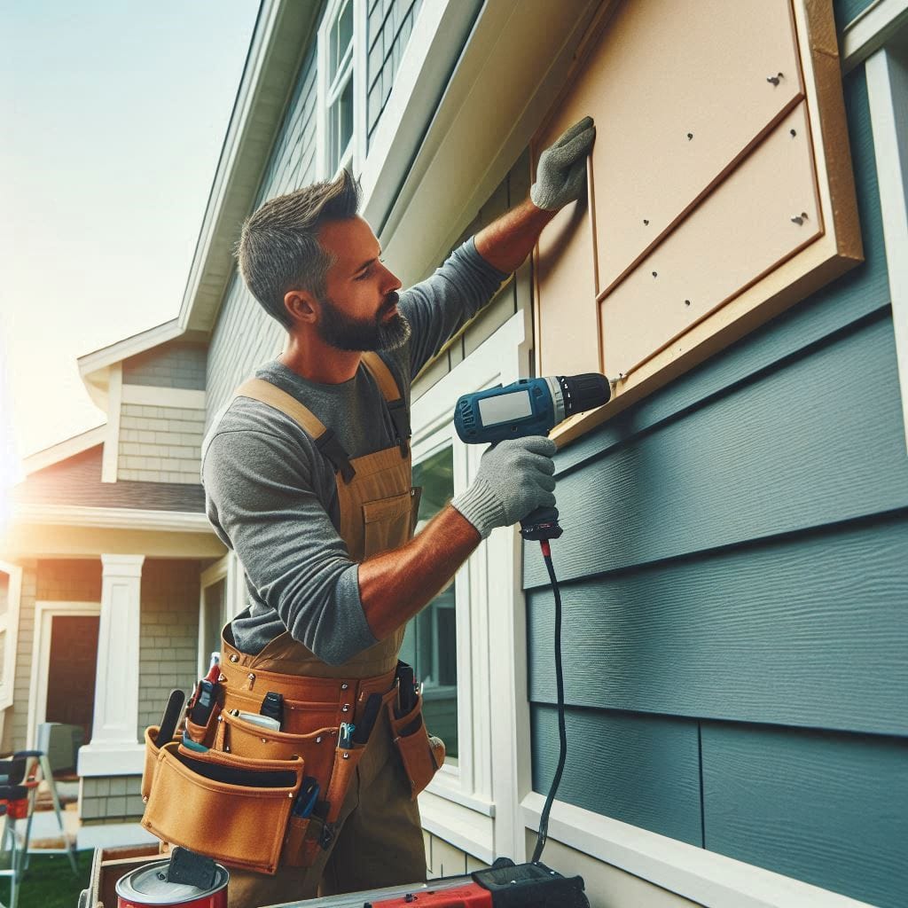 Technician installing high-quality siding on a residential home to enhance curb appeal and protection in Power Home Remodeling projects.