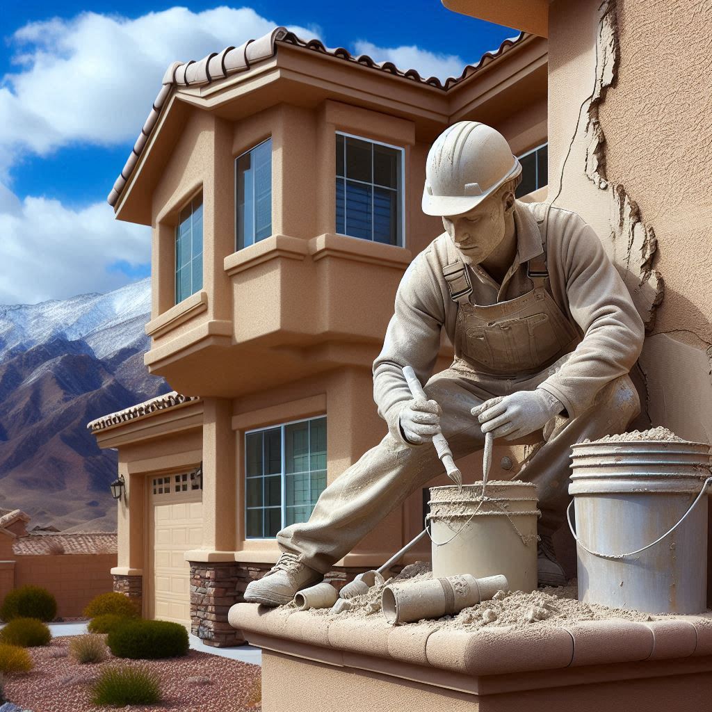 Stucco repair by Sierra Construction Services in Reno, Nevada.