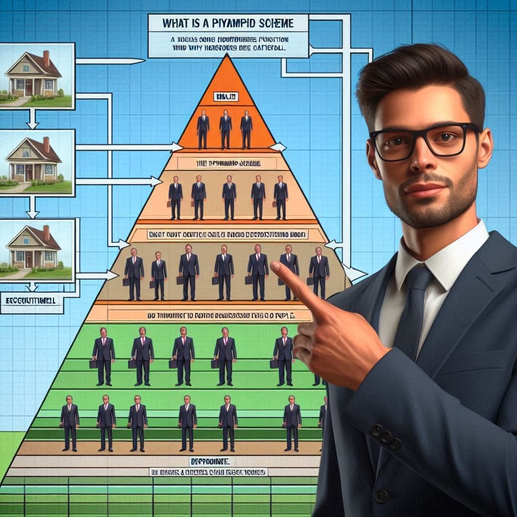 Diagram showing pyramid scheme structure